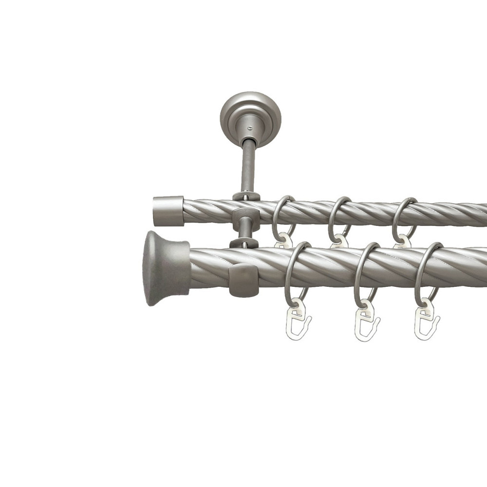 Карниз Orvit Дуо металевий дворядний відкритий скручена труба кільце металеве Сатин 25\16 мм 200 см (00-00023533) Львів - фото 1