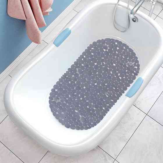 Силіконовий килимок для ванни та душу Bathlux овальної форми, нековзний, люкс якість 69 х 35 см Сірий Кам'янець-Подільський