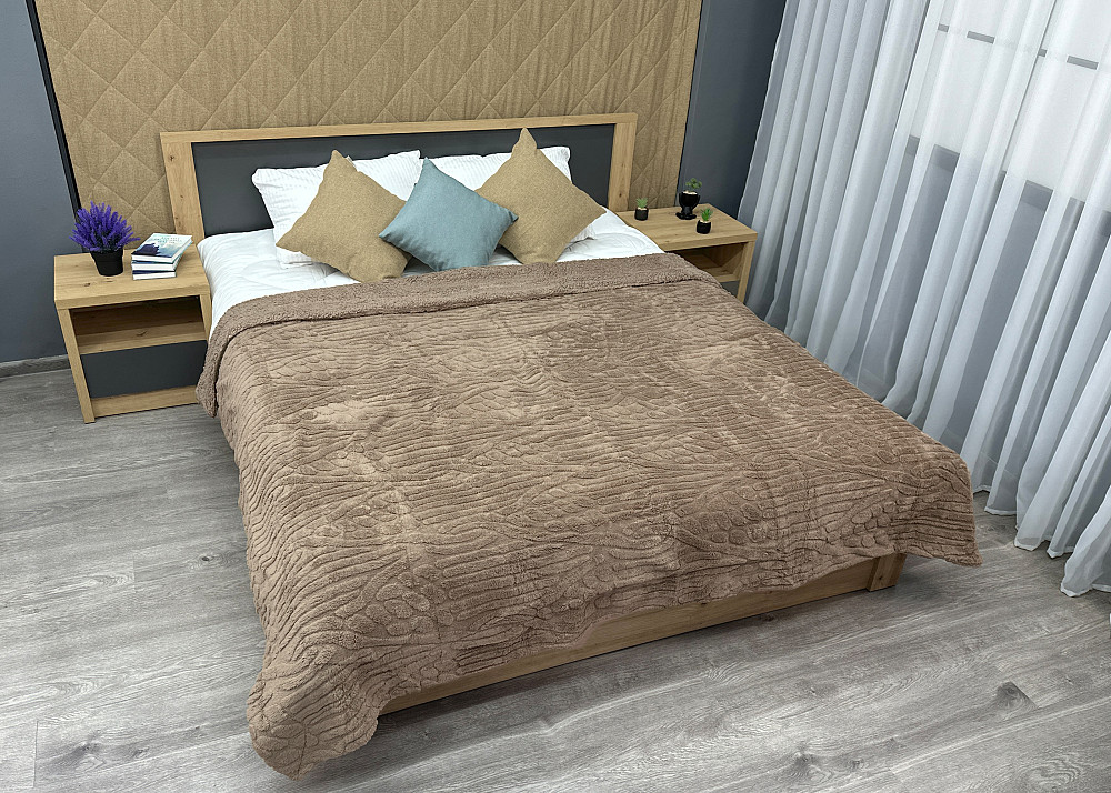 Плед 200х230 см (+-10см) на овчині "Косичка" колір мокко (87-304) Київ - фото 3