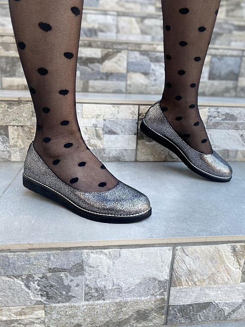 Injers Балетки жіночі INJERS срібні натуральна шкіра-сатин розмір 36-37 (1294) Коломыя - изображение 7