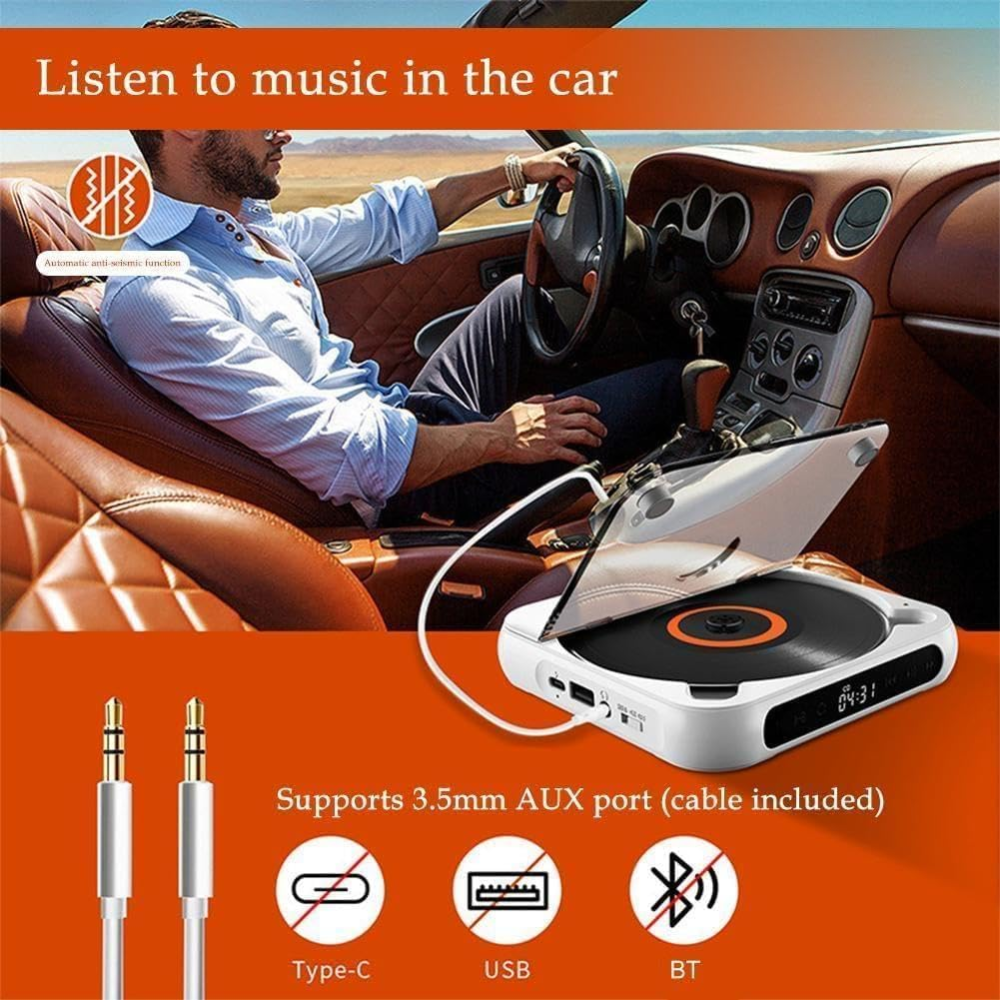 Портативний CD-плеєр Bluetooth-колонка Lyutiore KC918 акумуляторний з FM-радіо та пультом ДУ настінний дисплей Київ - фото 5