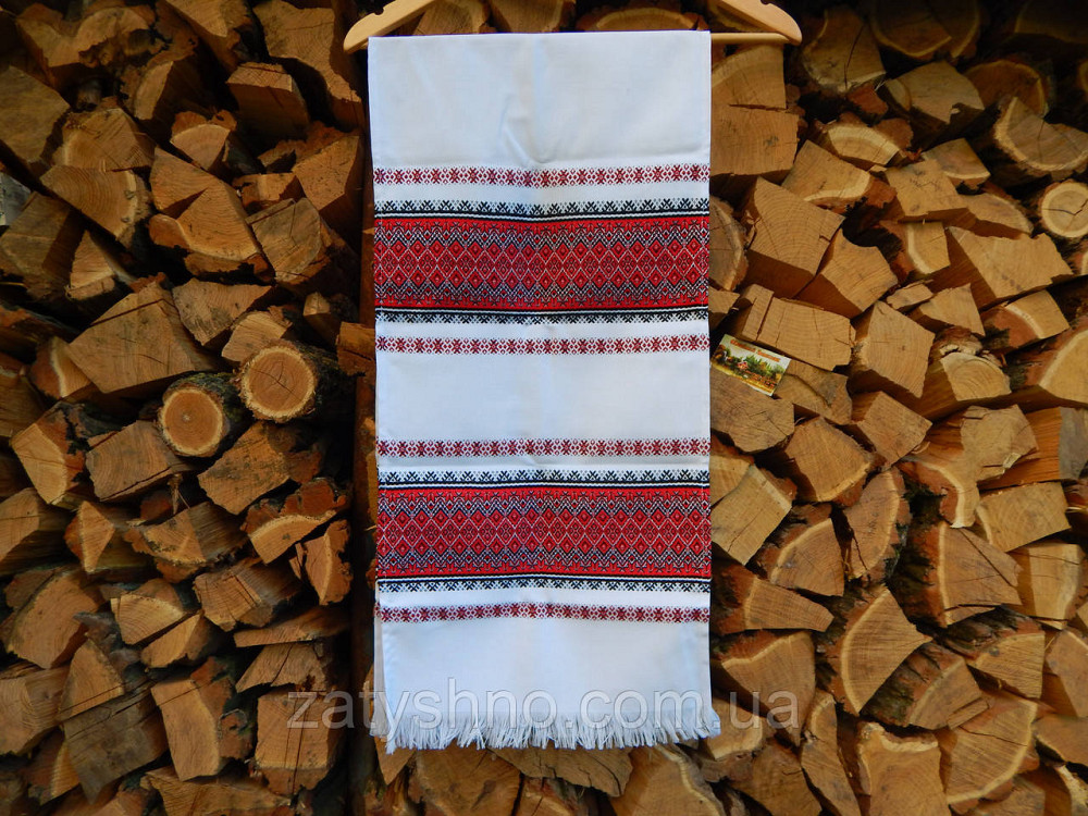 Рушник вышитый красный в украинском стиле Киев - изображение 5