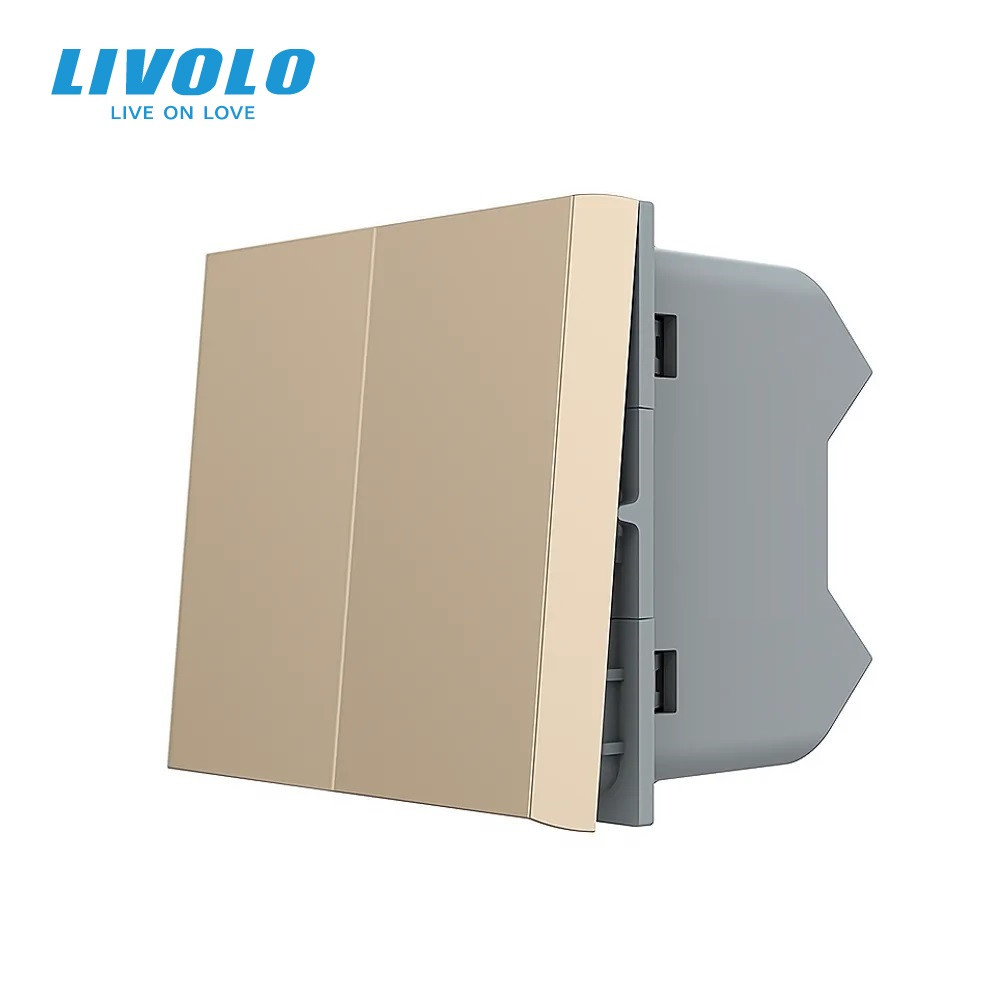 LIVOLO 2-клавішний універсальний вимикач (прохідний / звичайний) LIVOLO, золотий, модуль без ра Коломия - фото 1