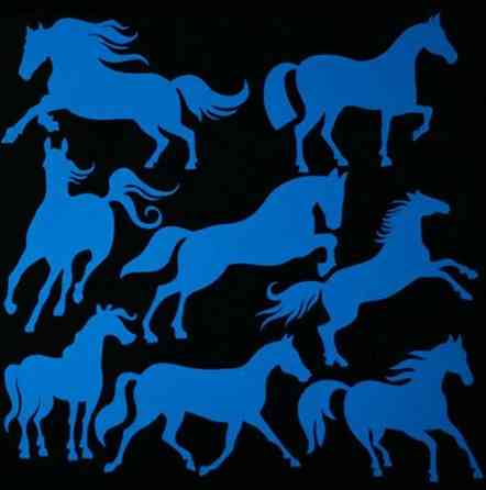 Люминесцентная наклейка Лошади 20 на 20 см блакитний Киев