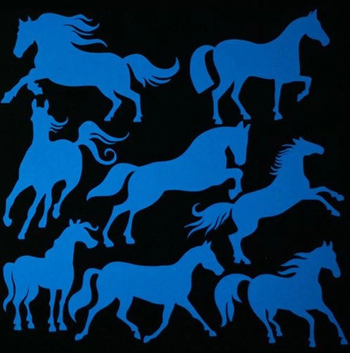 Люминесцентная наклейка Лошади 20 на 20 см блакитний Киев - изображение 1