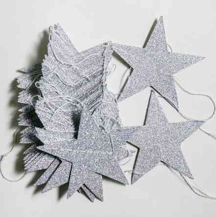 Гирлянда нити Звездочки с блестками 4 м на 65 мм серебристый Киев
