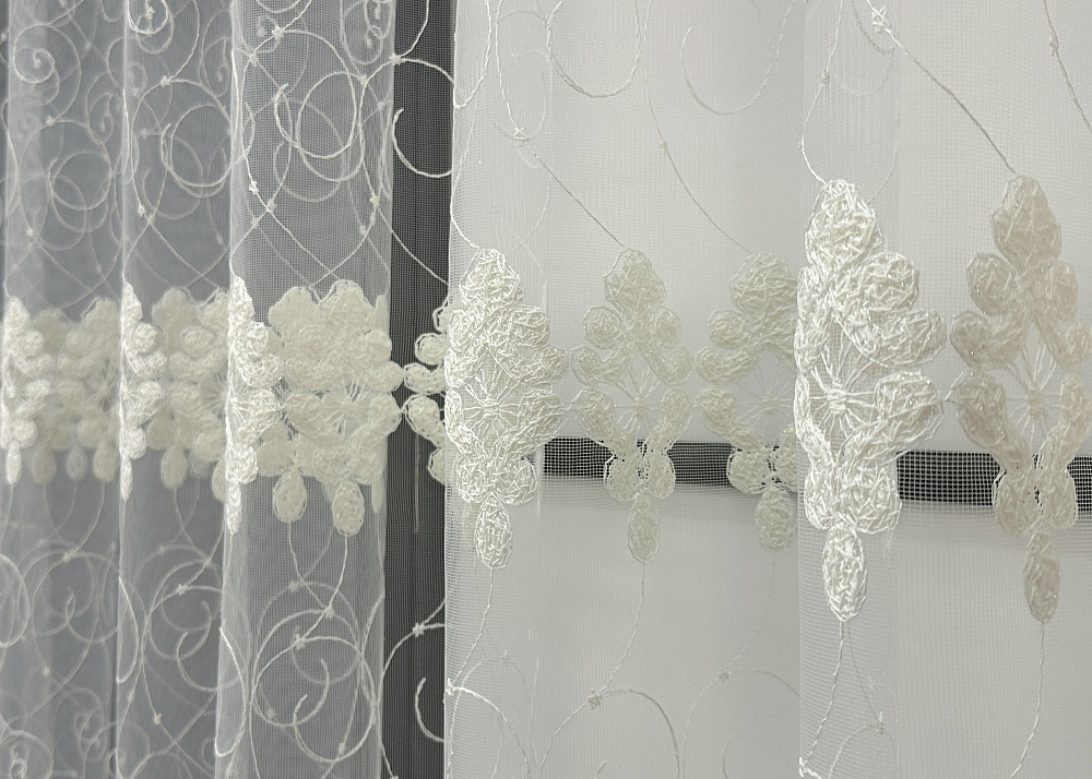 Тюль VR-Textil 1894т Фатин з вишивкою та люрексом Бежевий 300х150 см (40-262) Київ - фото 12