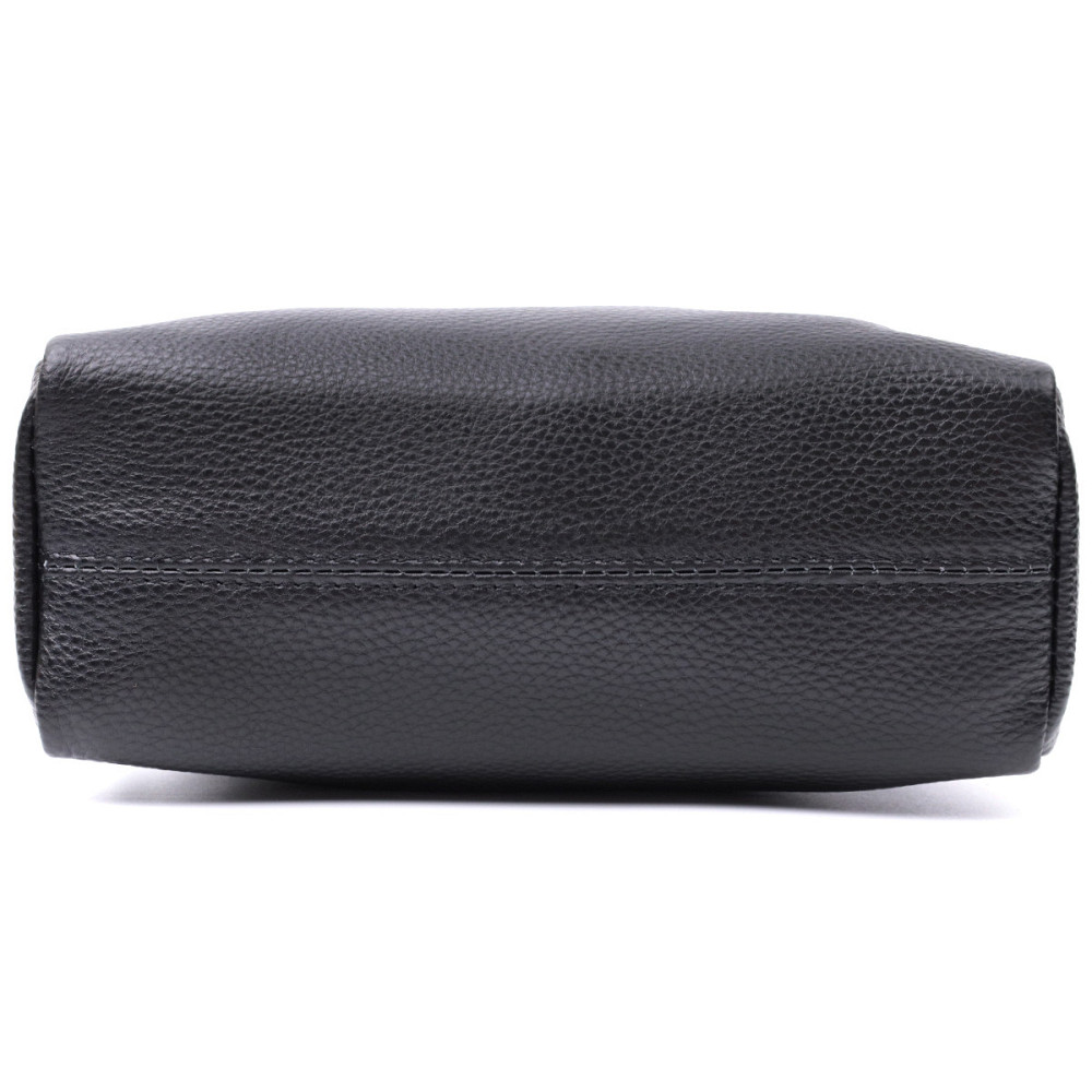 Практичная женская кожаная сумка из стильным бегунком Vintage 22654 Черная Киев - изображение 6