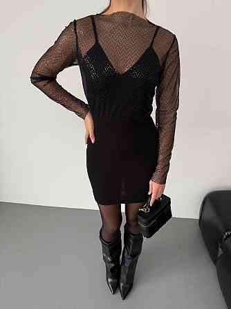 Женское праздничное мини платье с блестками креп дайвинг сетка Одесса