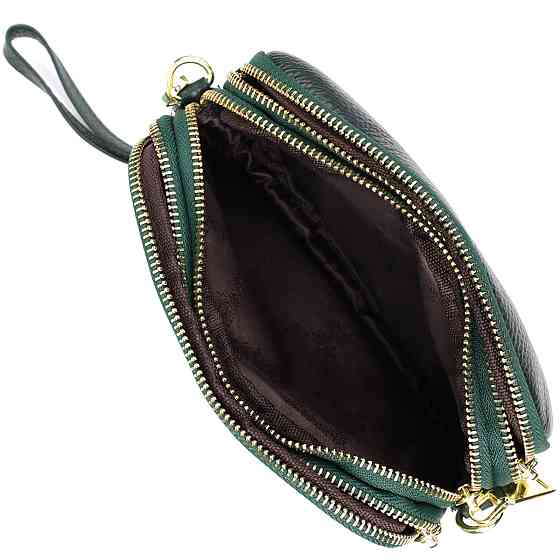 Шкіряна сумка на три відділення для жінок Vintage 22893 Зелений Київ