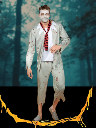 Костюм Зомбі для вечірки на Хелловін футболка з довгим рукавом, штани, шарф розмір XL 56-58сірий Київ