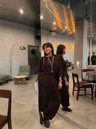 Женский стильный повседневный костюм из натуральной вискозы с плечиками. Шоколад, 46/48 Одесса