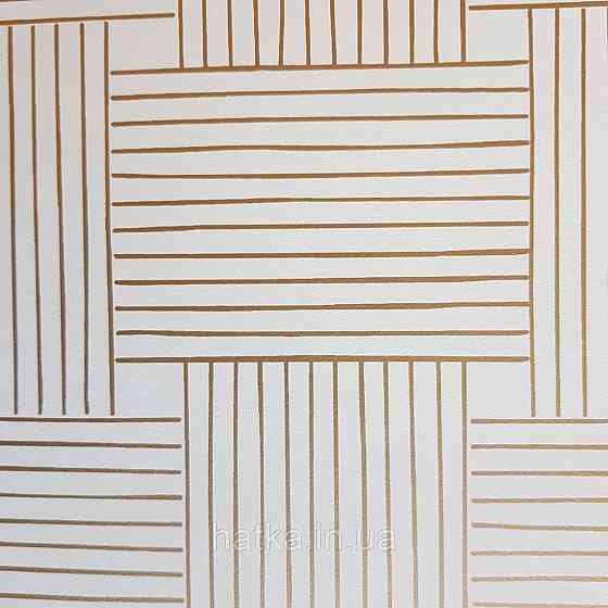 Шпалери вінілові на флізелін Caselio Mystery 0.53х10 м геометрія яскраві смуги золотисті на білому Київ