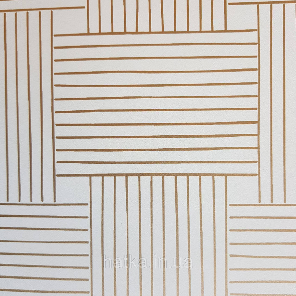 Шпалери вінілові на флізелін Caselio Mystery 0.53х10 м геометрія яскраві смуги золотисті на білому Київ - фото 4