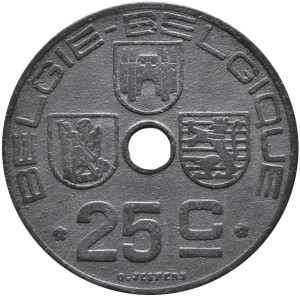 25 сантимів. 1942 рік, Бельгія. (Belgie-Belgique) Полтава - фото 1