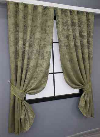 Комплект коротких штор VR-Textil Жаккард Sultan YL № 1213ш Оливковый 130х170 см 2 шт (35-0053) Киев