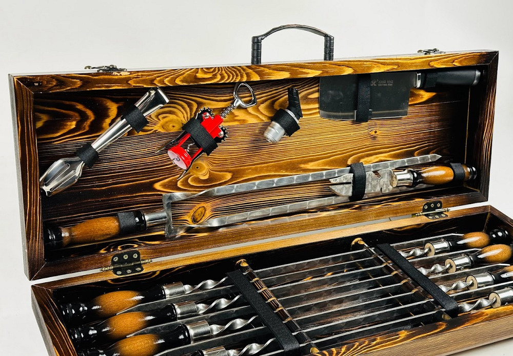 Подарунковий набір шампурів у дерев'яному кейсі ТРОФЕЙ LUX HAPPY DAYS Тернопіль - фото 5