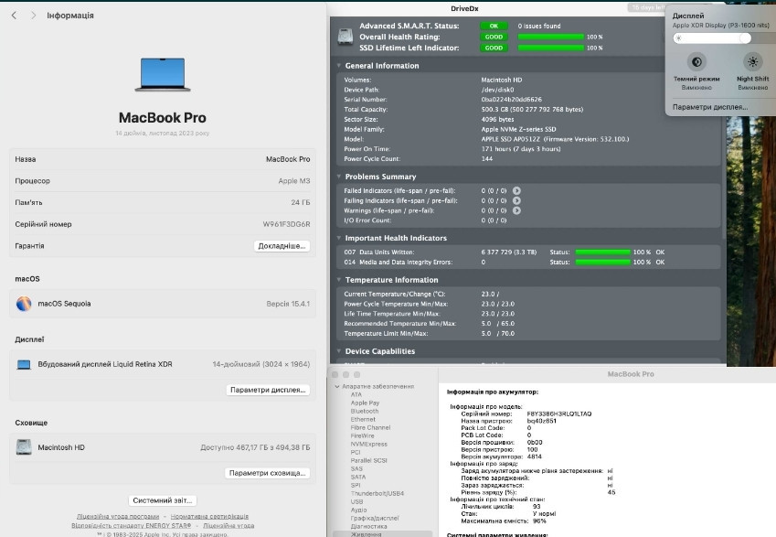 Ноутбук MacBook Pro 14 2023 M3 24GB 512 SSD A2918 Space Grey Київ - фото 7