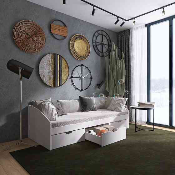 Ліжко односпальне з ящиками Еверест Комфорт 3 193х84х59 см Німфея Альба (DTM-5726) Львів