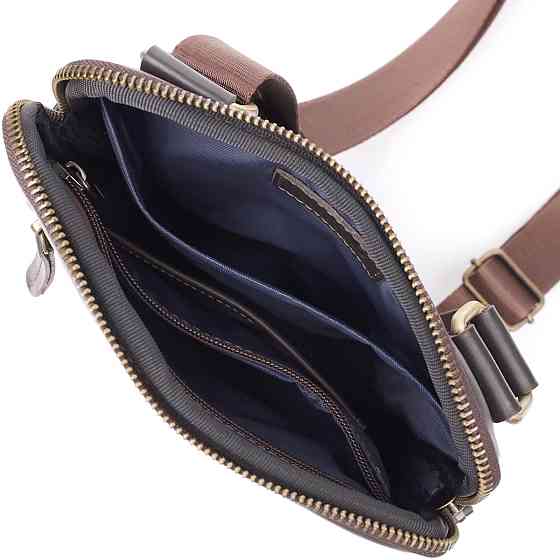 Елегантна чоловіча сумка з гладкої натуральної шкіри Коричневий (SHVIGEL) Київ