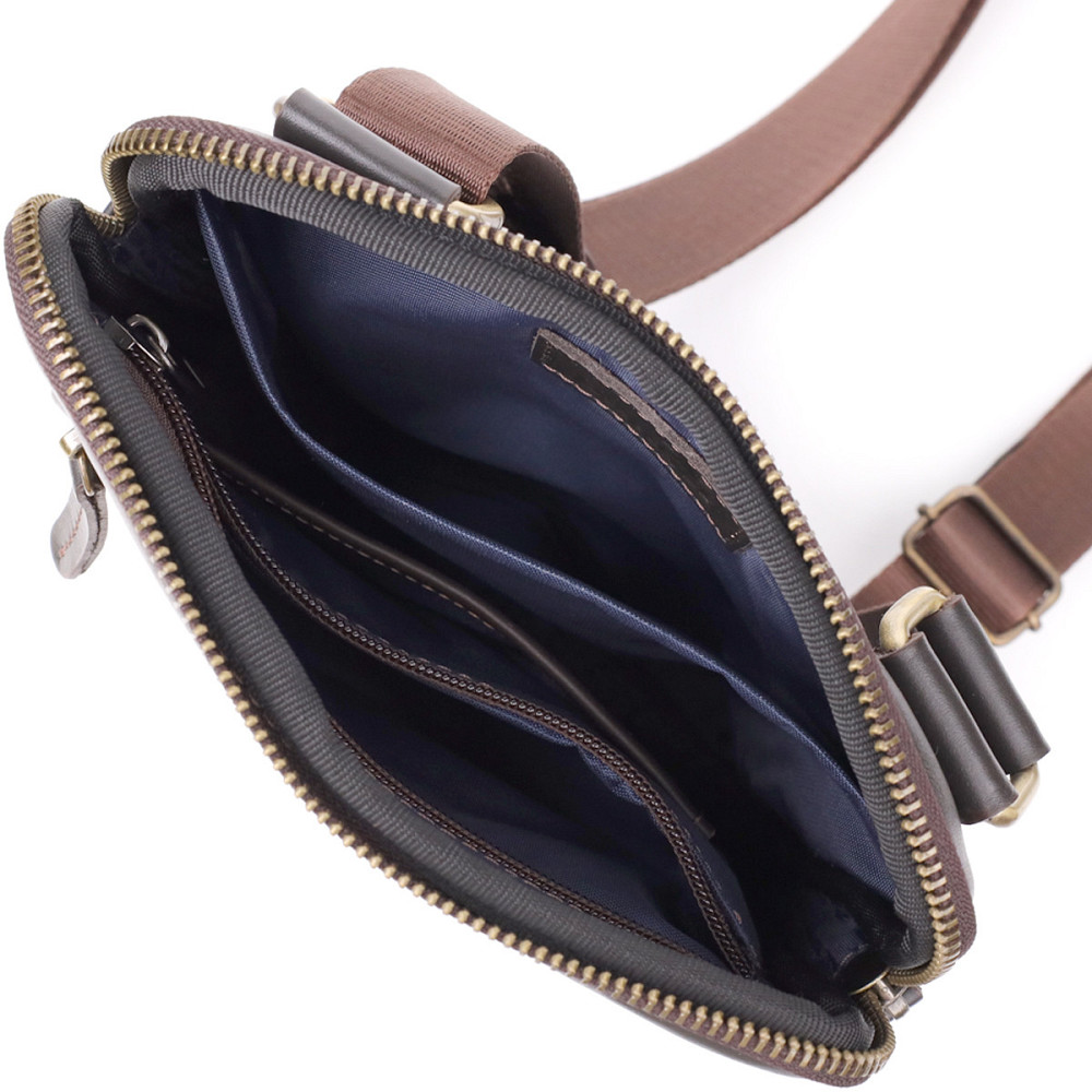 Елегантна чоловіча сумка з гладкої натуральної шкіри Коричневий (SHVIGEL) Київ - фото 1