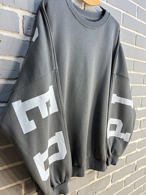 Світшот жіночий DAVRAS 6000 оверсайз подовжений напис на спині PLEASED утеплений на флісі one size, сірий, one size Київ - фото 12