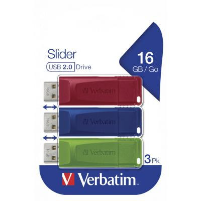 USB флеш накопичувач Verbatim 3x16GB Slider Red/Blue/Green USB 2.0 (49326) Вінниця - фото 8