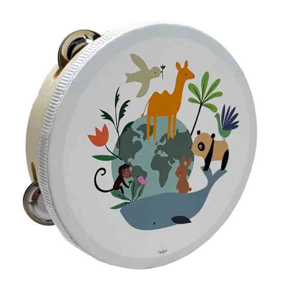 Дерев'яна іграшка Бубен "Дикі тварини" MD 0367-55 діаметр 15 см Вінниця