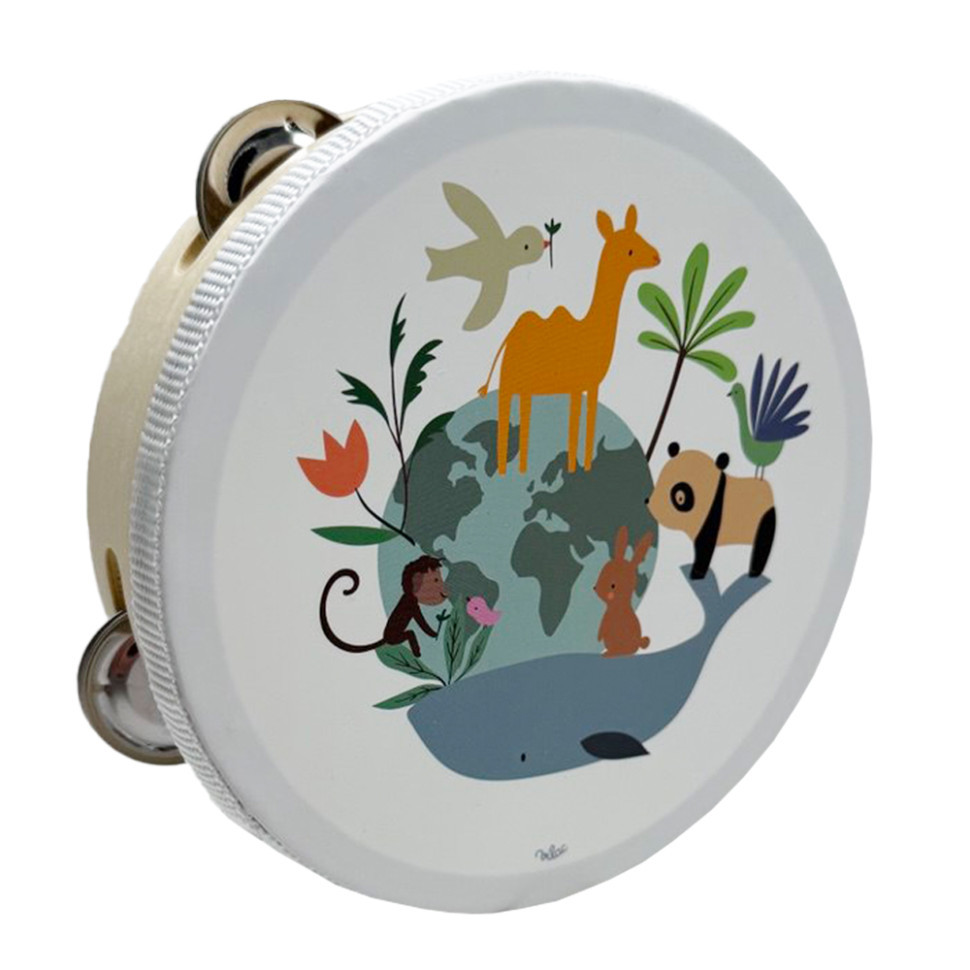 Дерев'яна іграшка Бубен "Дикі тварини" MD 0367-55 діаметр 15 см Вінниця - фото 1