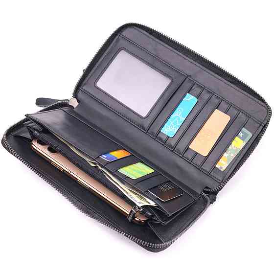 Оригінальний чоловічий клатч з натуральної гладкої шкіри 21292 Vintage Чорний Київ