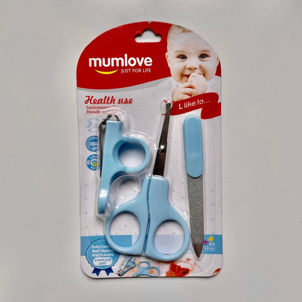 Гигиенический набор для новорожденных ножнички + пилочка + кусачки Mumlove Голубой Кривой Рог - изображение 1