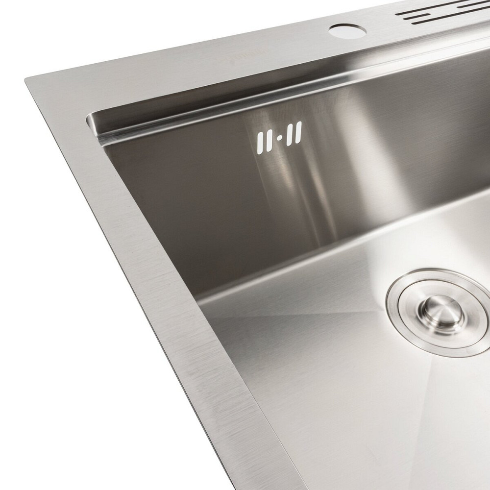 PLATINUM Кухонна мийка нержавійка 60х50 Platinum Handmade з підставкою для ножів (сифон круглий Киев - изображение 5