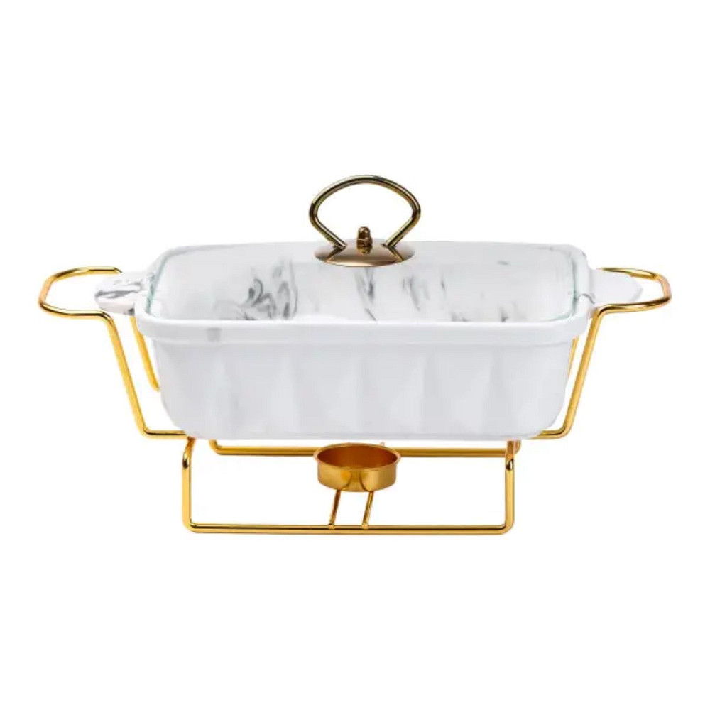 Yiwu Марміт порцелянаовий на 1 літр із підігрівом на металевій підставці Коломыя - изображение 1