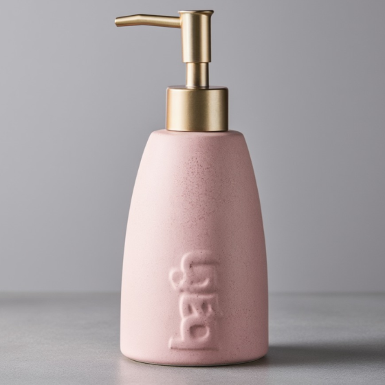 Дозатор керамічний для мила у ванну і душову кімнату 320 мл, диспенсер для рідкого мила і миючого засобу, рожевий Кам'янець-Подільський