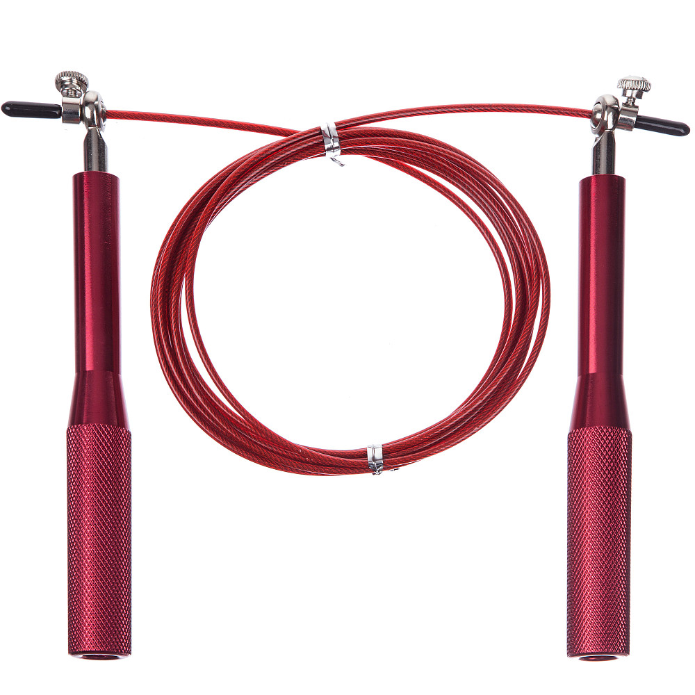 Швидкісна скакалка EasyFit Aluminium зі сталевим тросом та алюмінієвими ручками червона Коломия - фото 2