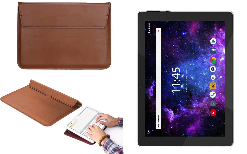 Чехол-конверт VitoCase для Assistant AP-108 Cetus, с функцией подставки для планшета Коричневый Киев - изображение 1