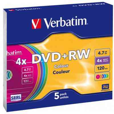 Диск DVD Verbatim 4.7Gb 4x SlimCase 5шт Color (43297) Винница