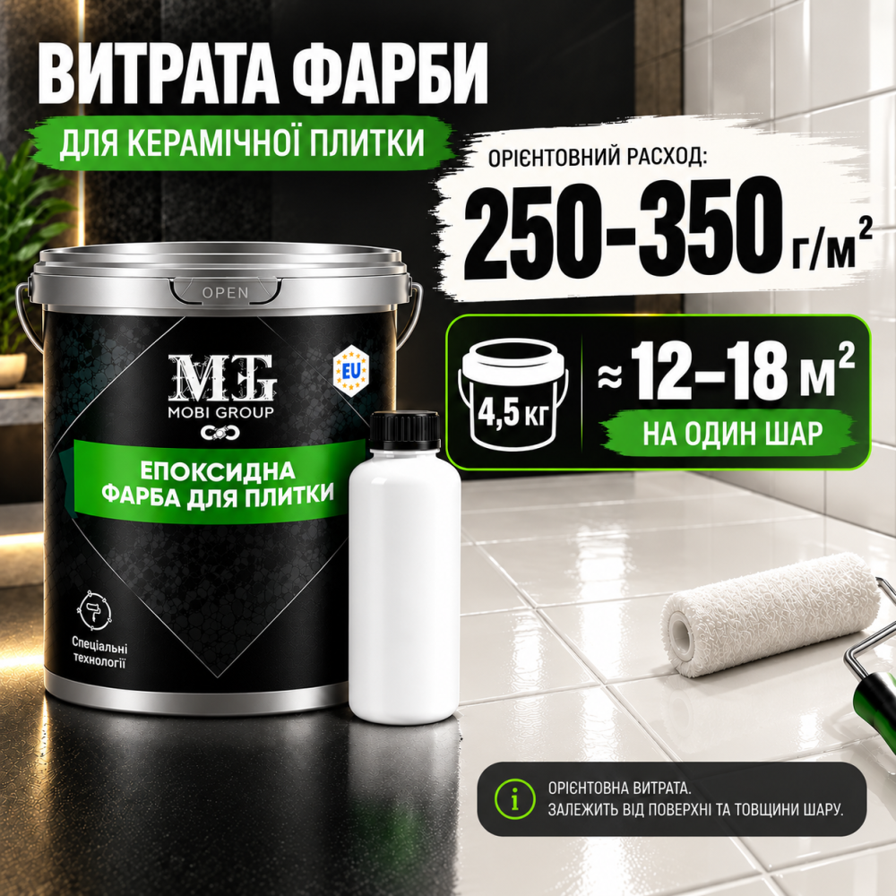 Епоксидна фарба MG для реставрації керамічних плиткових поверхонь та мозаїки, глянцева, без запаху, Червона RAL 3002, 4.5 кг Харків - фото 9