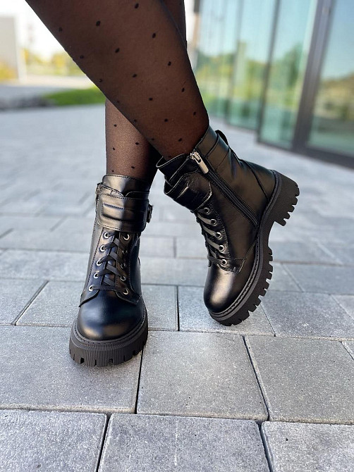 Женские ботинки 2774 черные натуральная кожа зима высота 16см (4802) Коломия - фото 8