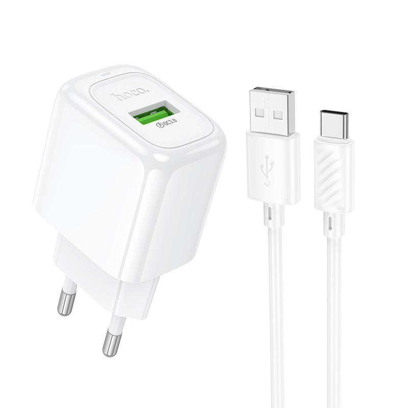 Мережевий зарядний пристрій з кабелем HOCO CS52A Surplus single-port QC3.0 charger set(Type-C) White Одеса - фото 1