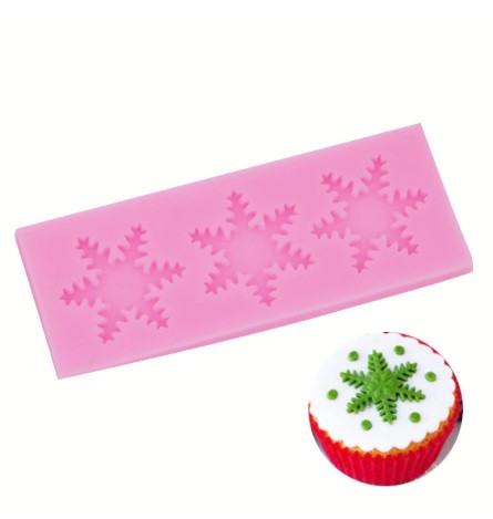 Молд новогодний Снежинки 43 на 108 мм розовый Киев - изображение 3