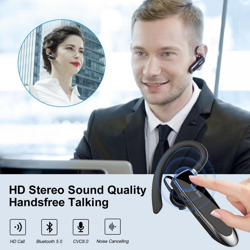 Навушники New Bee B41 Чорні Bluetooth бездротові in-ear TWS 22 год відтворення 24 год розмов 60 днів стендбай мікрофон CVC Київ - фото 5