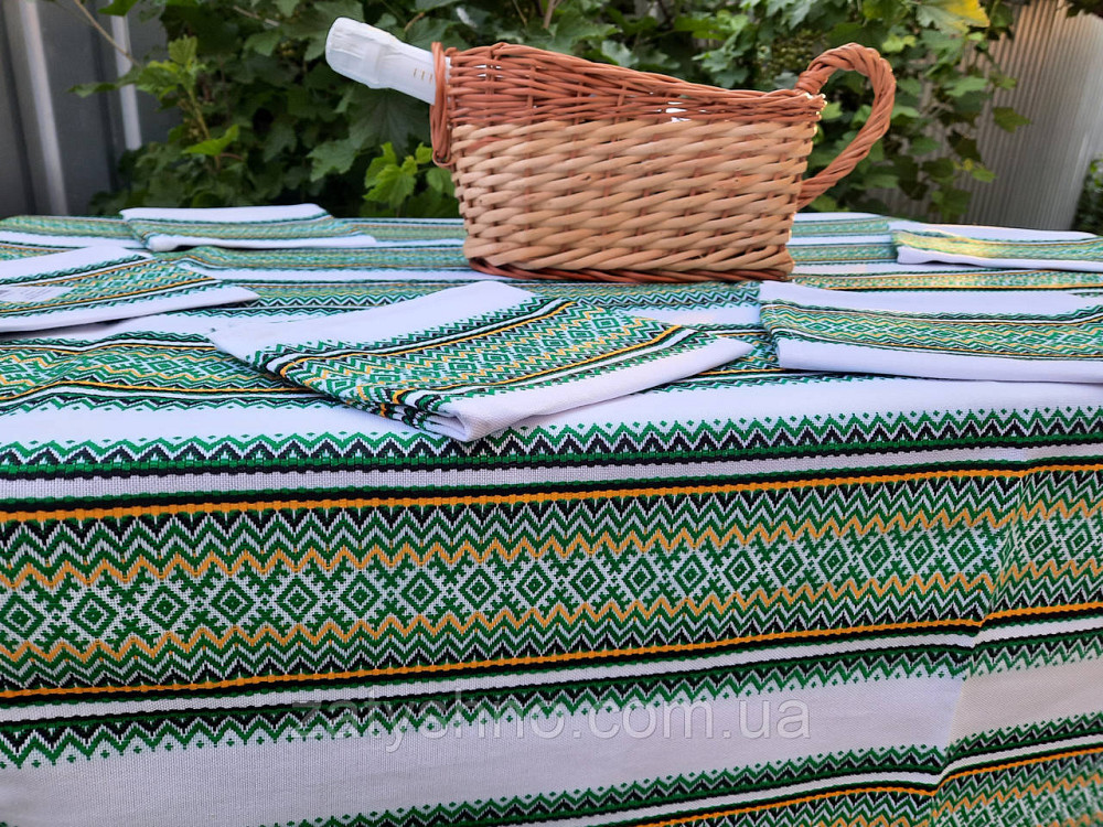 Вишита скатертина на столик у зеленому кольорі Київ - фото 3