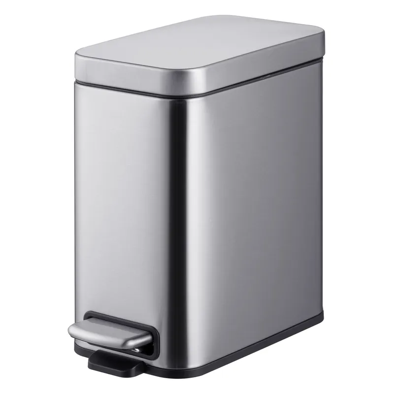 Прямоугольное мусорное ведро 5 л Mixxus Premium Quadro-TC0105 с плавным закрытием, цвет нержавеющая сталь Харьков - изображение 1