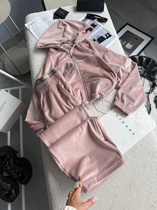 Женский утепленный велюровый костюм двойка на меху Одесса - изображение 3