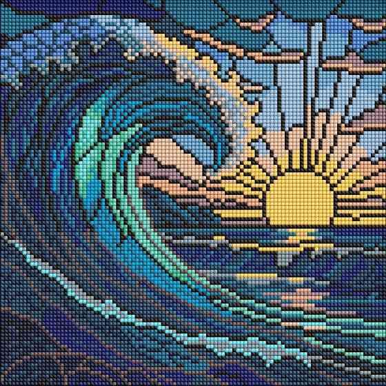 Алмазна мозаїка "Вітраж. Хвиля" ©art_selena_ua AMO8320, 30х30 см Вінниця