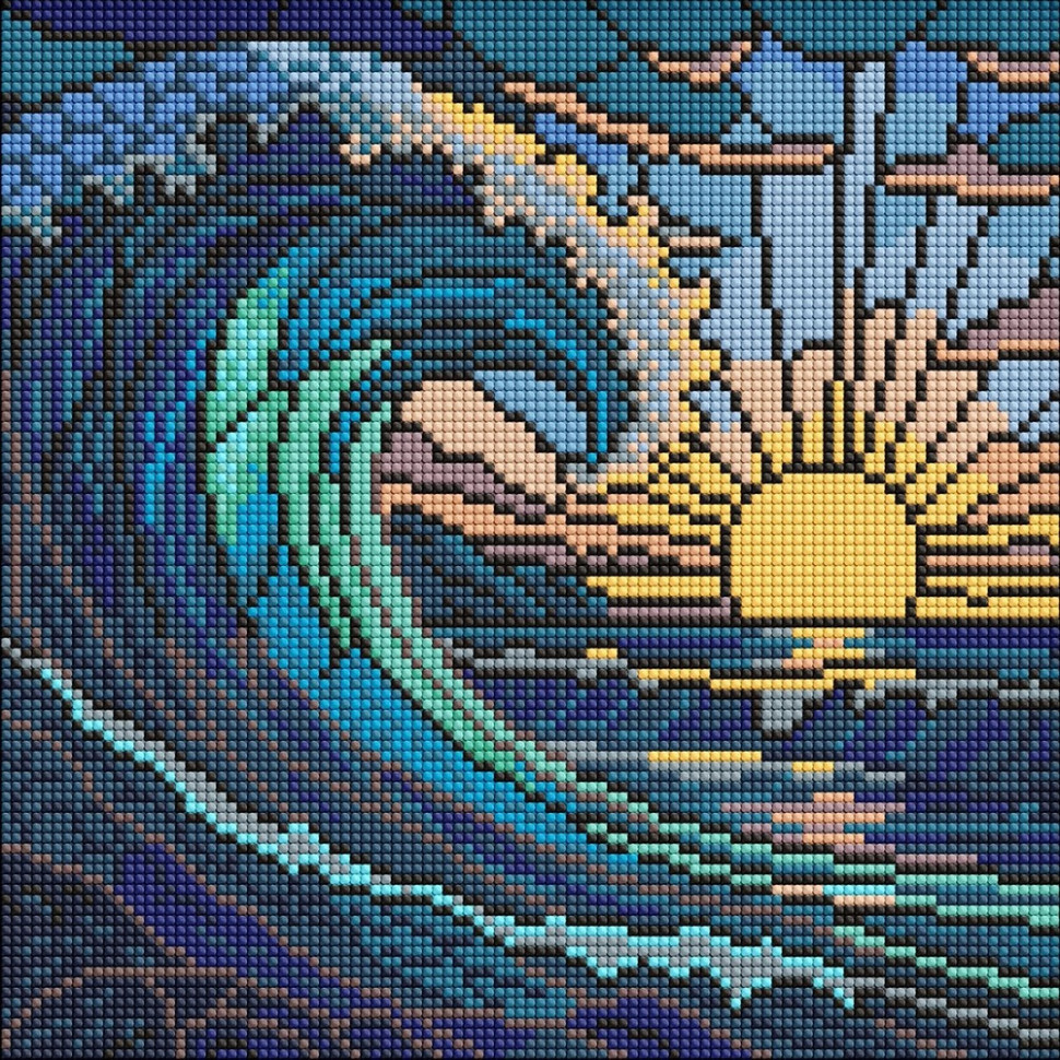 Алмазна мозаїка "Вітраж. Хвиля" ©art_selena_ua AMO8320, 30х30 см Вінниця - фото 1