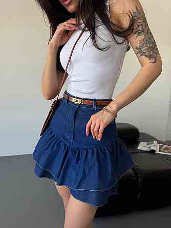 Жіноча спідниця з кокеткою-баський джинс-котон джинсовий, 44/46 Одеса