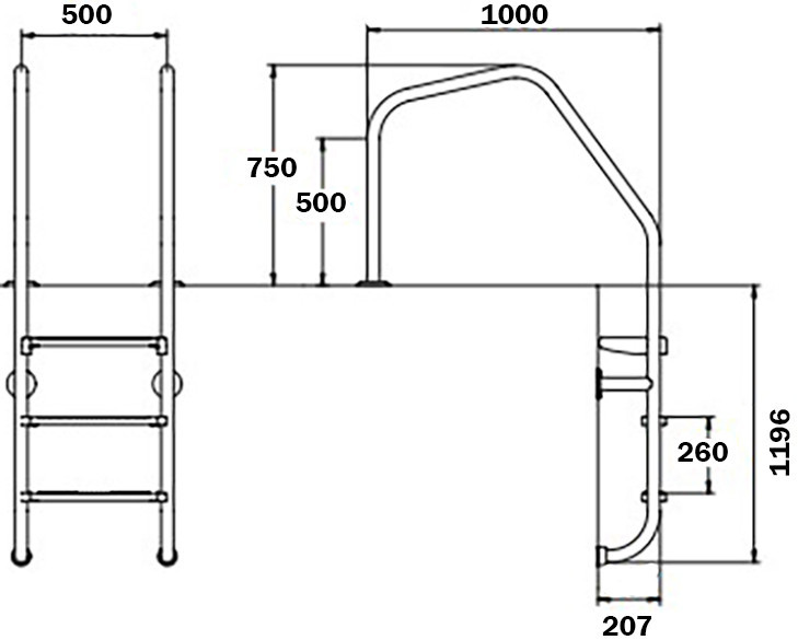 Лестница для бассейнов Flexinox Overflow Special (4 ступени). AISI-316L Киев - изображение 2