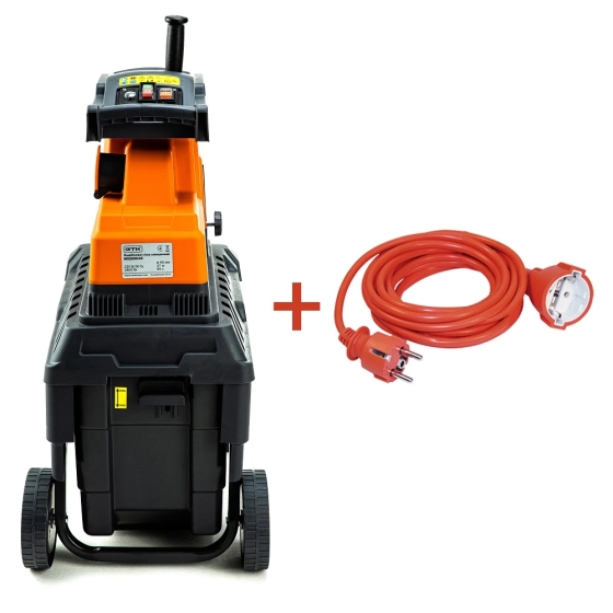 Садовий подрібнювач GTM MS2800/45 KIT + подовжувач 10м (MS2800/45_KIT+ext.cord : 2800 Вт, діаметр гілки 45 мм, ніж, контейнер 55 л Київ